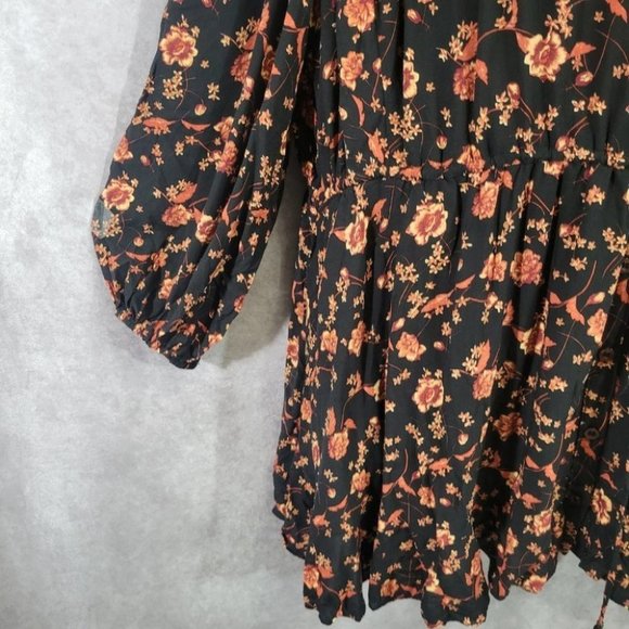 Free People Floral Boho Flower Field Mini Dress size Large - Picture 15 of 16